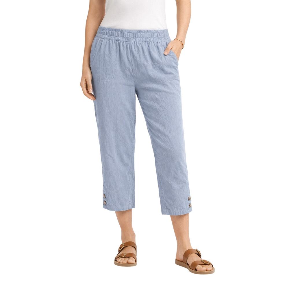 Emily Daniels Collection Light Blue Cropped Pants – Size Medium, 100% Cotton